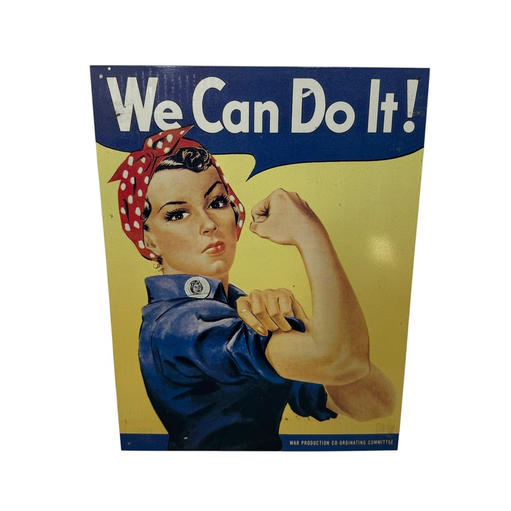 Rosie the Riveter We Can Do It Metal Tin Sign Vintage Style Wall Decor 12"x14"